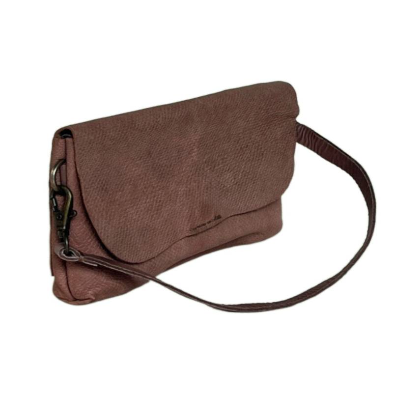 Textured, Functional and Fashionable Genuine Leather Brown Wristlet Companion