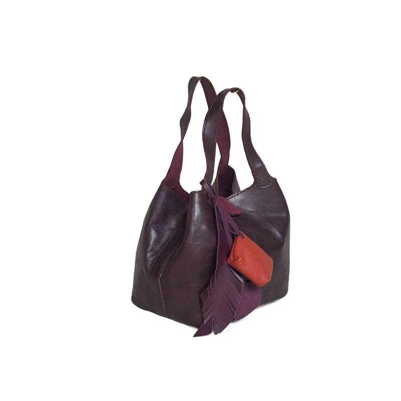 Solid Gilded Glamour Genuine Leather Wine Hand-Held Bag