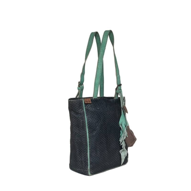 Textured Classic Genuine Leather Black Tote Shopper