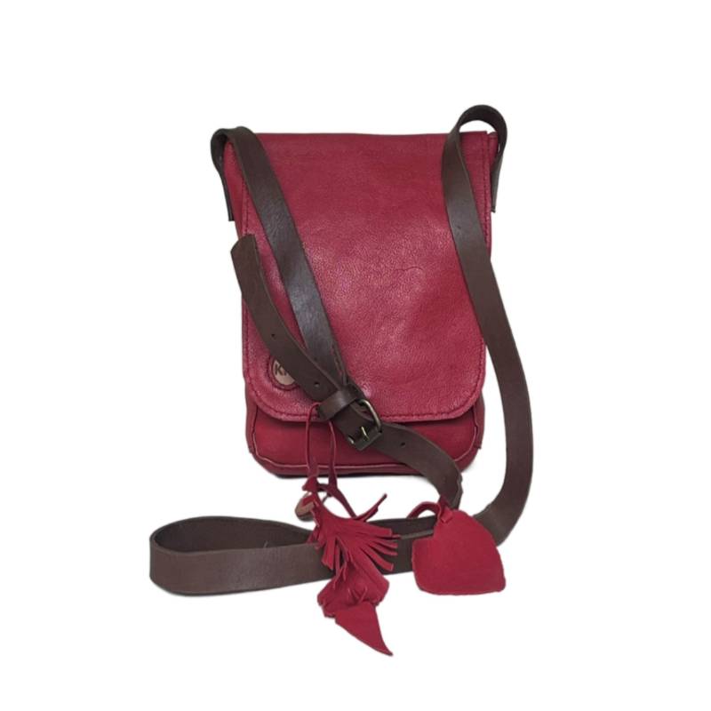 Textured Effortless Genuine Leather Chic Red Crossbody