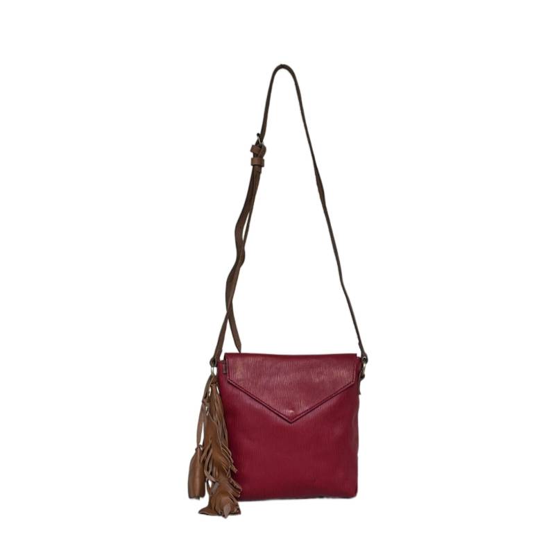 Textured Modern Minimalist Genuine Leather Red Sling Bag