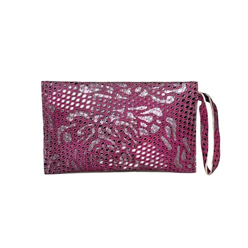 Textured Ethereal Whispers Genuine Leather Pink Envelope Bag