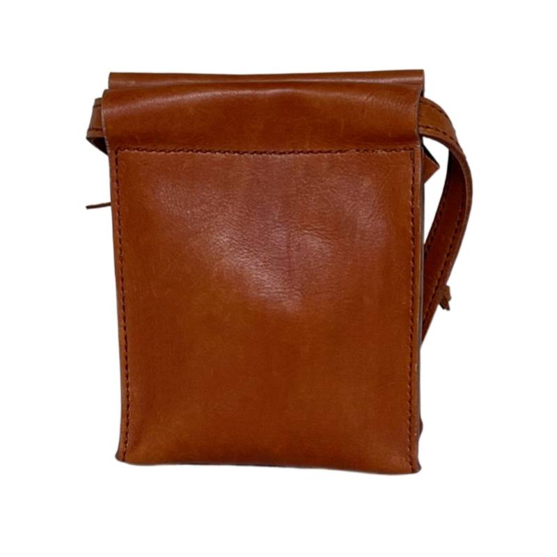 Solid Modern Minimalist Genuine Leather Tan Sling Bag