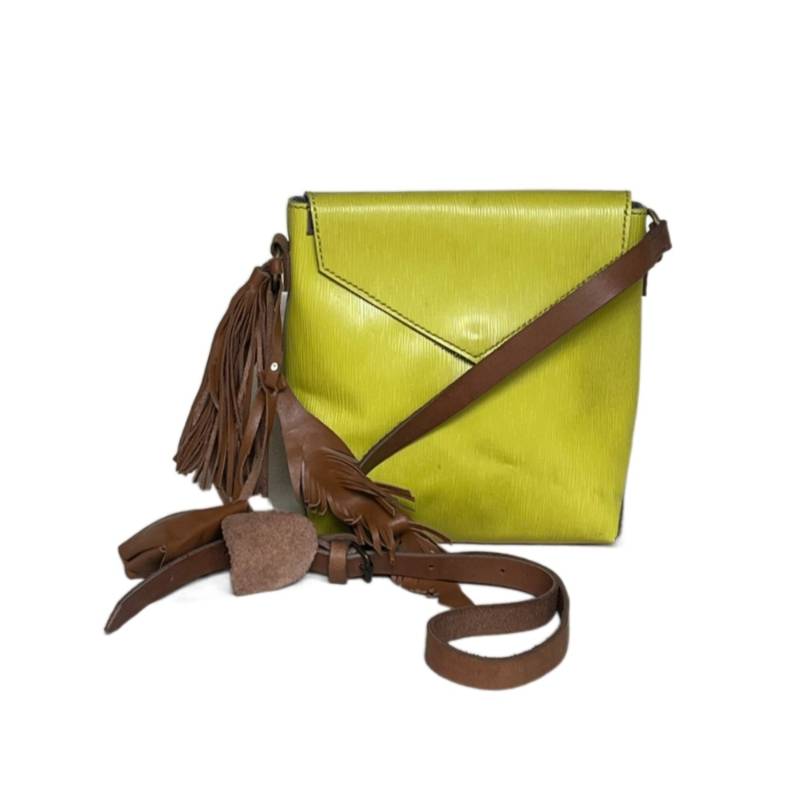 Textured Leather City Chic Genuine Leather Yellow Sling Bag