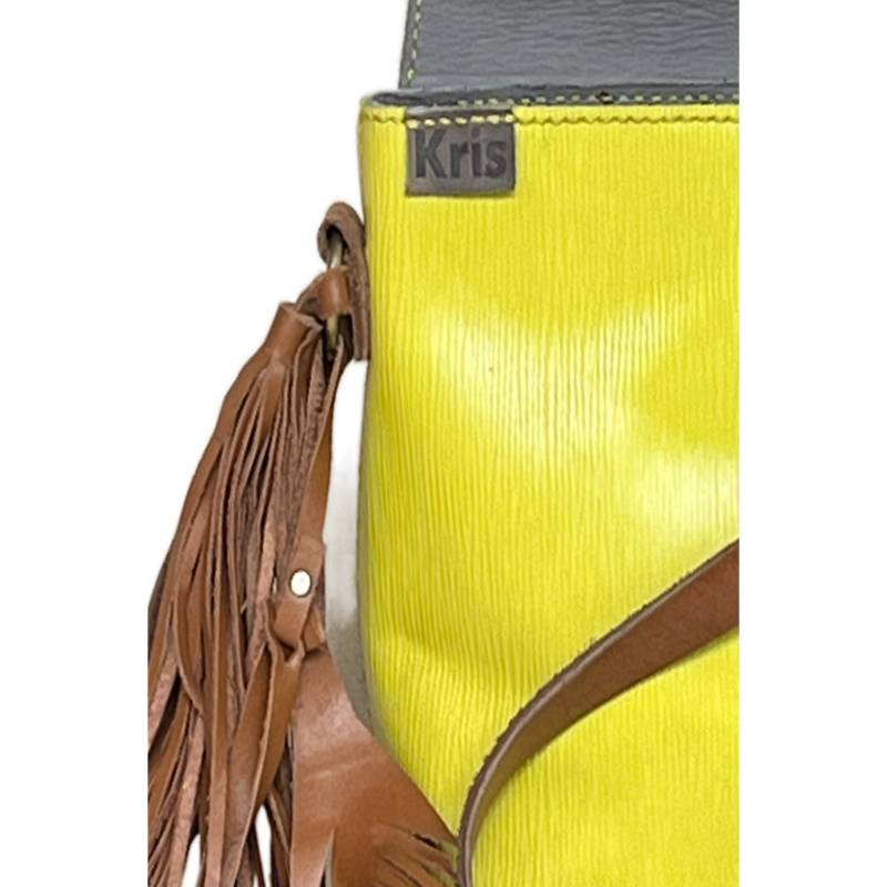 Textured Leather City Chic Genuine Leather Yellow Sling Bag