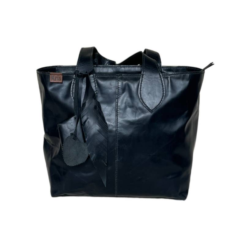 Solid Versatile Genuine Leather Black Everyday Tote