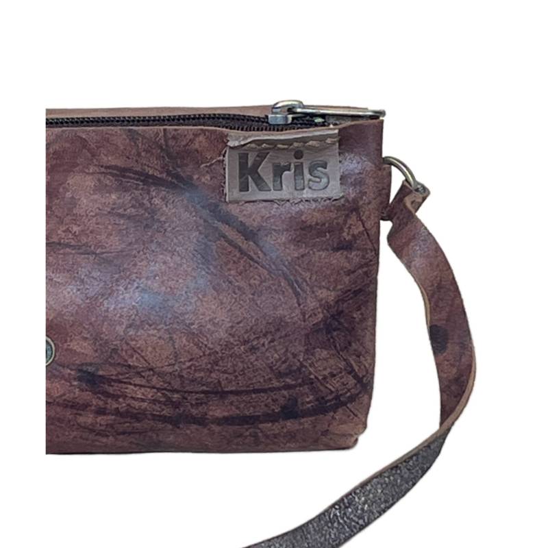 Texured Effortlessly Cool Genuine Leather Brown Wrislet Purse