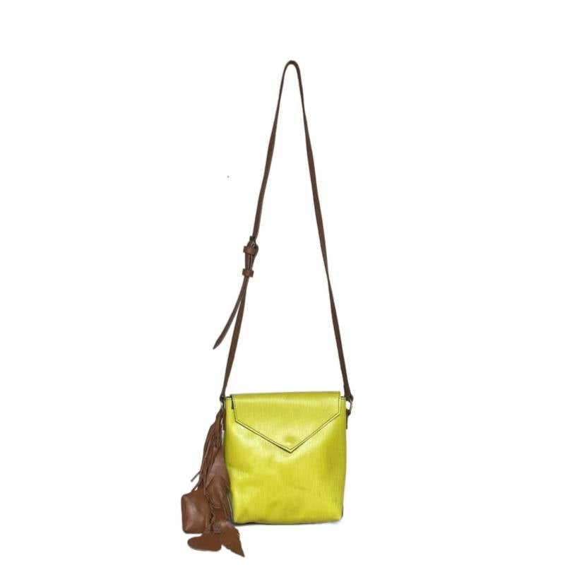 Textured Leather City Chic Genuine Leather Yellow Sling Bag