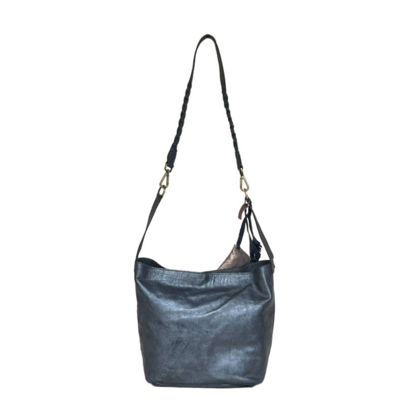 Solid Classic Genuine Leather Grey Shoulder Bag