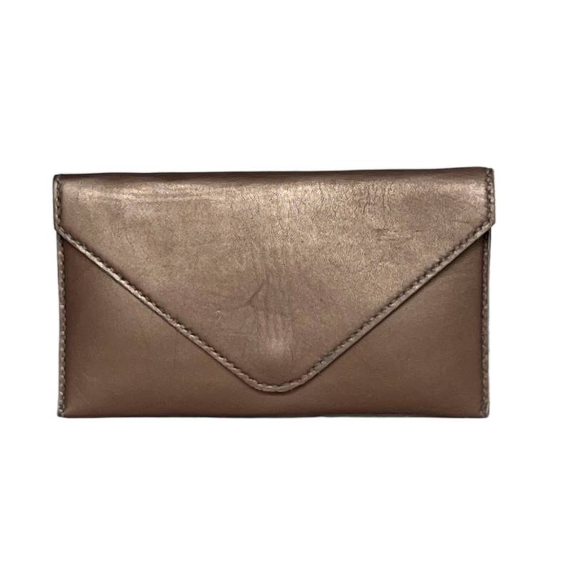 Solid Chic Party Genuine Leather Gold Envelope