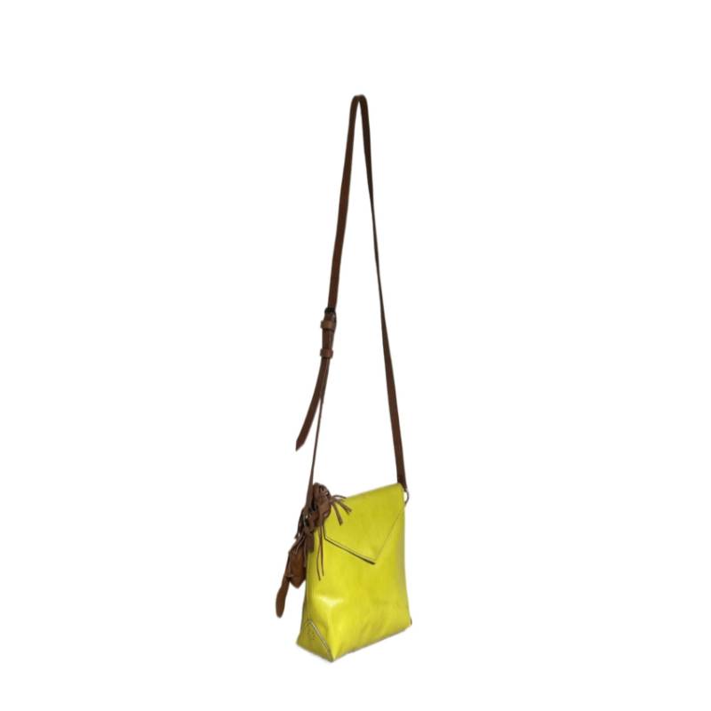 Textured Leather City Chic Genuine Leather Yellow Sling Bag