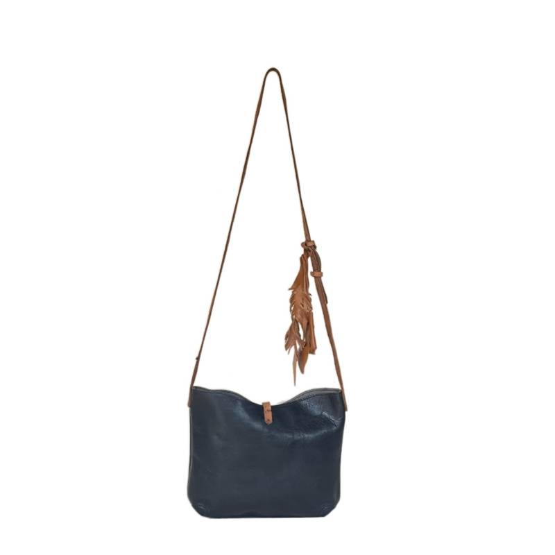 Sleek and Stylish Genuine Leather Black Crossbody Tote