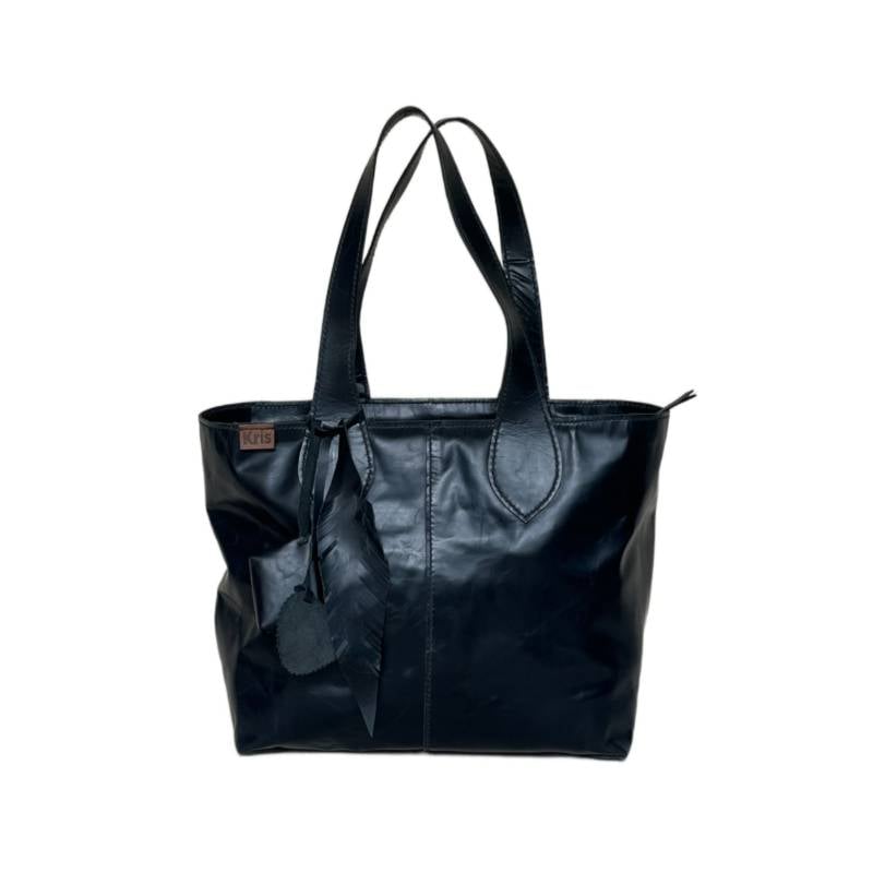 Solid Versatile Genuine Leather Black Everyday Tote