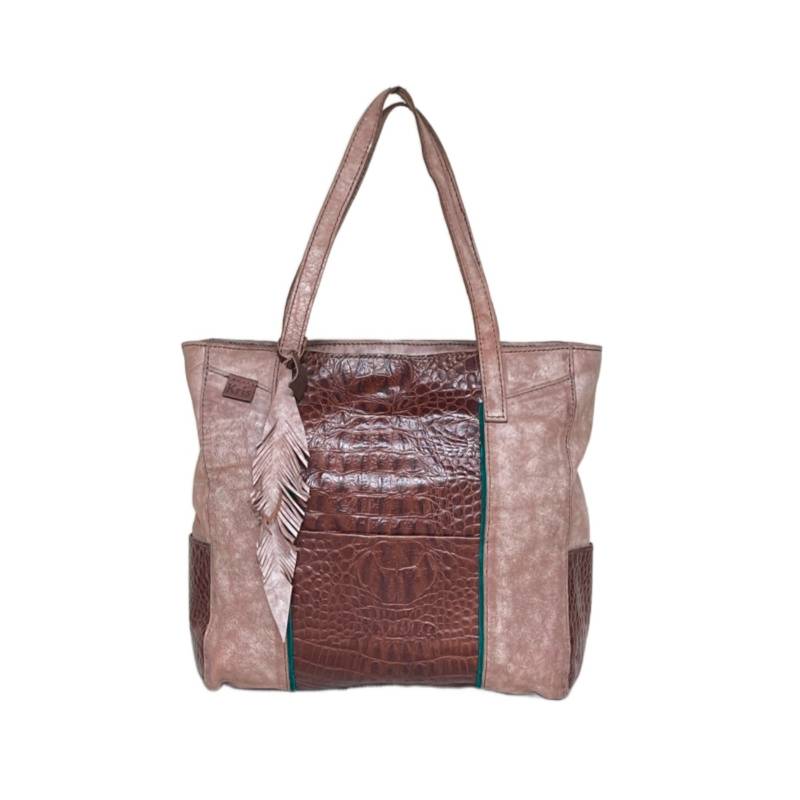 Textured Stylish Genuine Leather Sand Tote Carryall