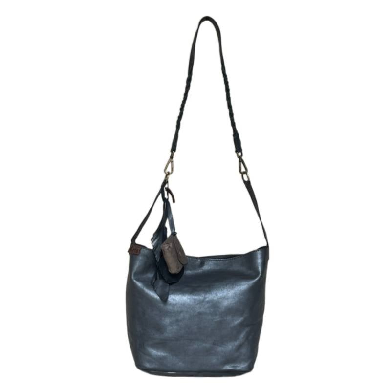 Solid Classic Genuine Leather Grey Shoulder Bag