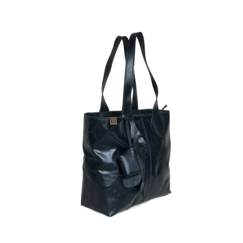 Solid Versatile Genuine Leather Black Everyday Tote