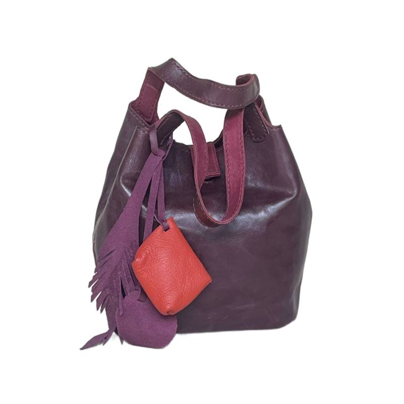 Solid Gilded Glamour Genuine Leather Wine Hand-Held Bag