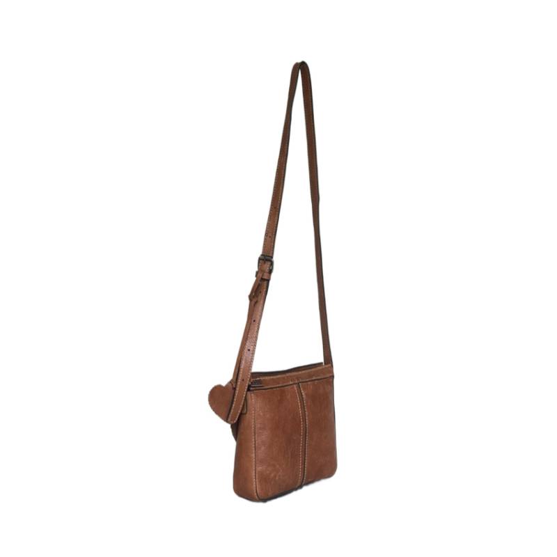 Textured Leather Contemporary Genuine Leather Tan Shoulder Sling Bag