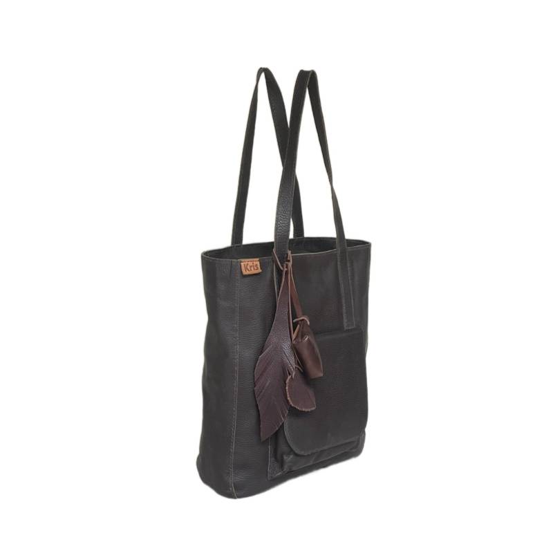 Textured Functional and Fashionable Genuine Leather Brown Tote Companion