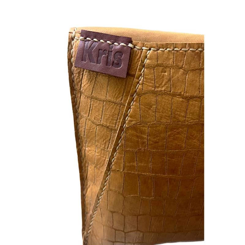 Textured Golden Allure Genuine Leather Gold Envelope Bag