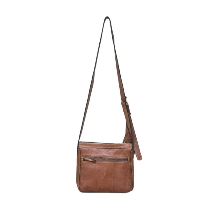 Textured Leather Contemporary Genuine Leather Tan Shoulder Sling Bag