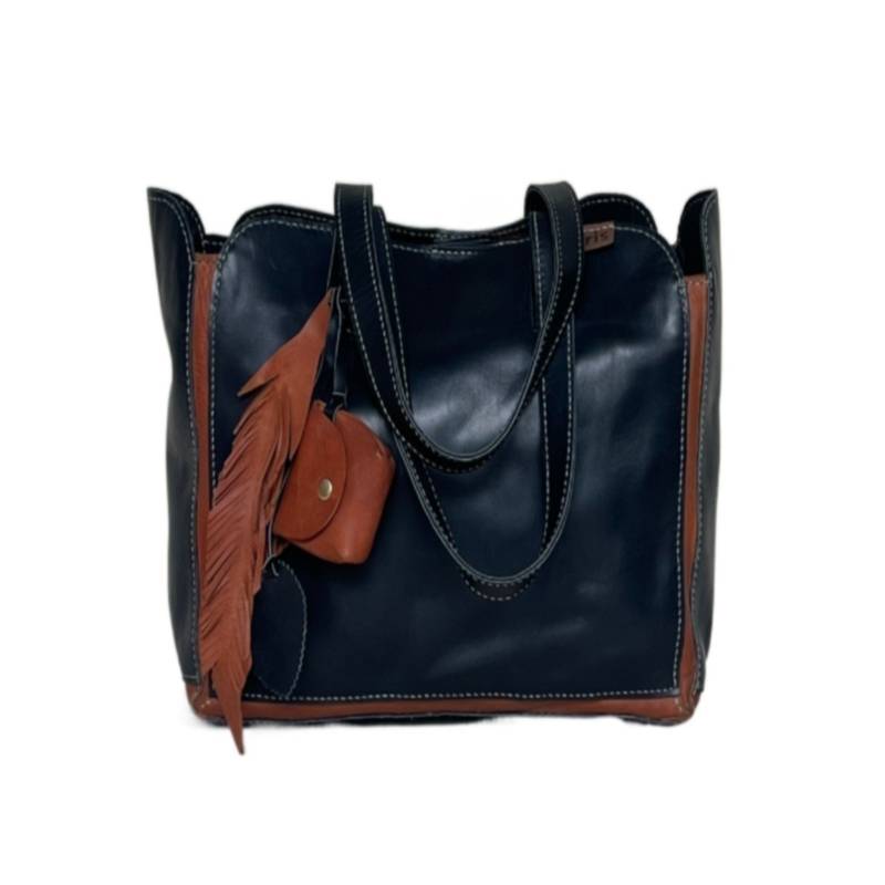 Solid Classic Genuine Leather Black Tote Shopper