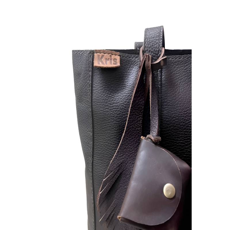 Textured Functional and Fashionable Genuine Leather Brown Tote Companion