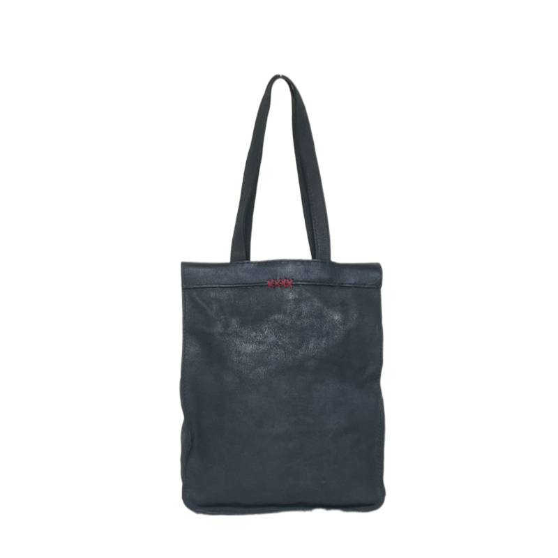 Textured and Versatile Everyday Genuine Leather Black Tote