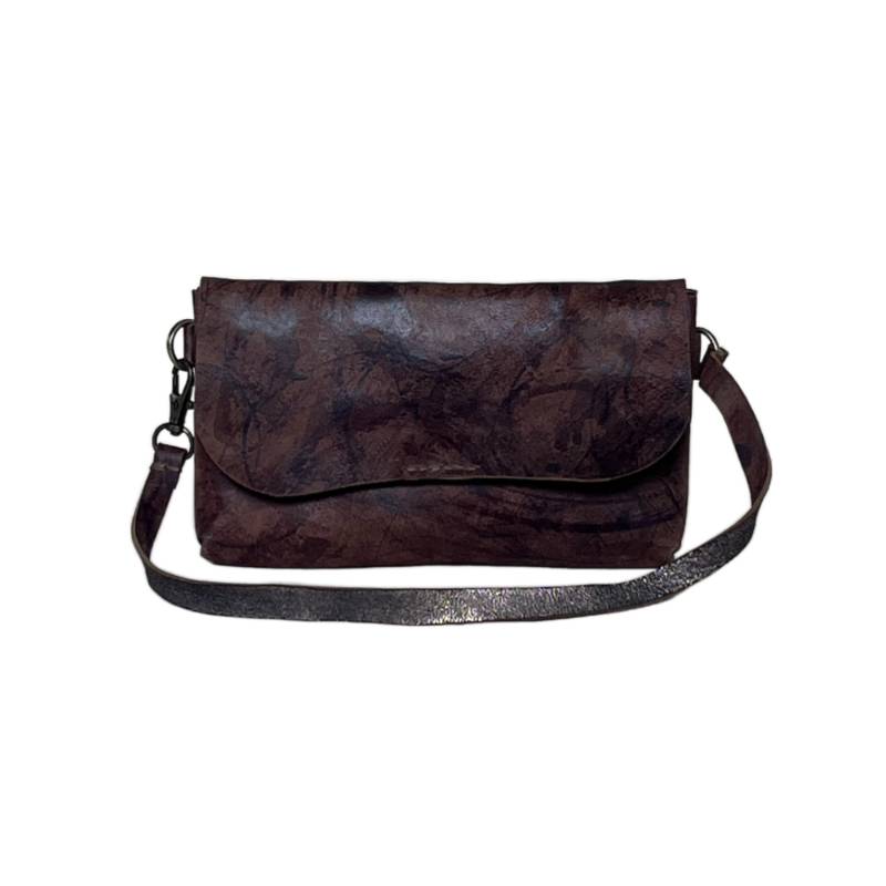 Texured Effortlessly Cool Genuine Leather Brown Wrislet Purse