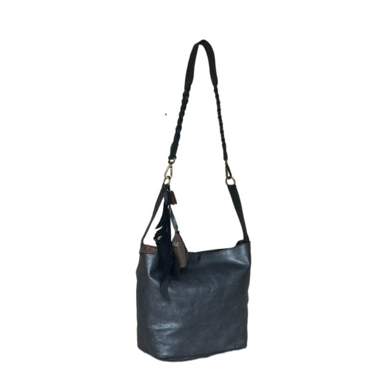 Solid Classic Genuine Leather Grey Shoulder Bag