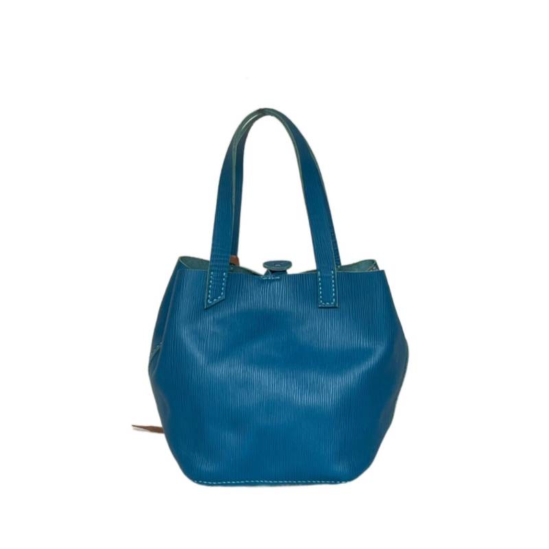 Solid Ocean Breeze Genuine Leather Blue Hand-Held Bag