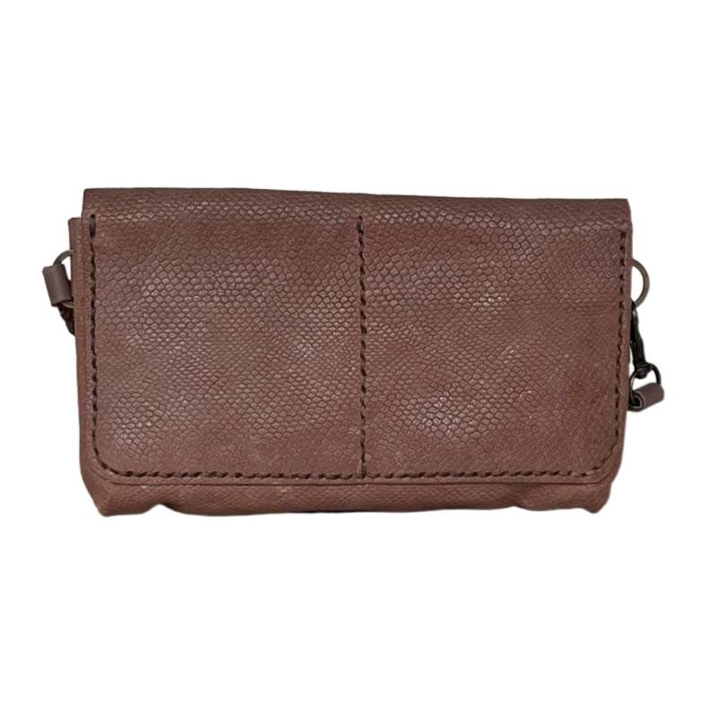 Textured, Functional and Fashionable Genuine Leather Brown Wristlet Companion