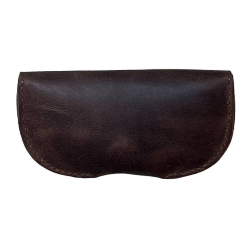 Solid Minimalist Genuine Leather Brown Spectacle Pouch