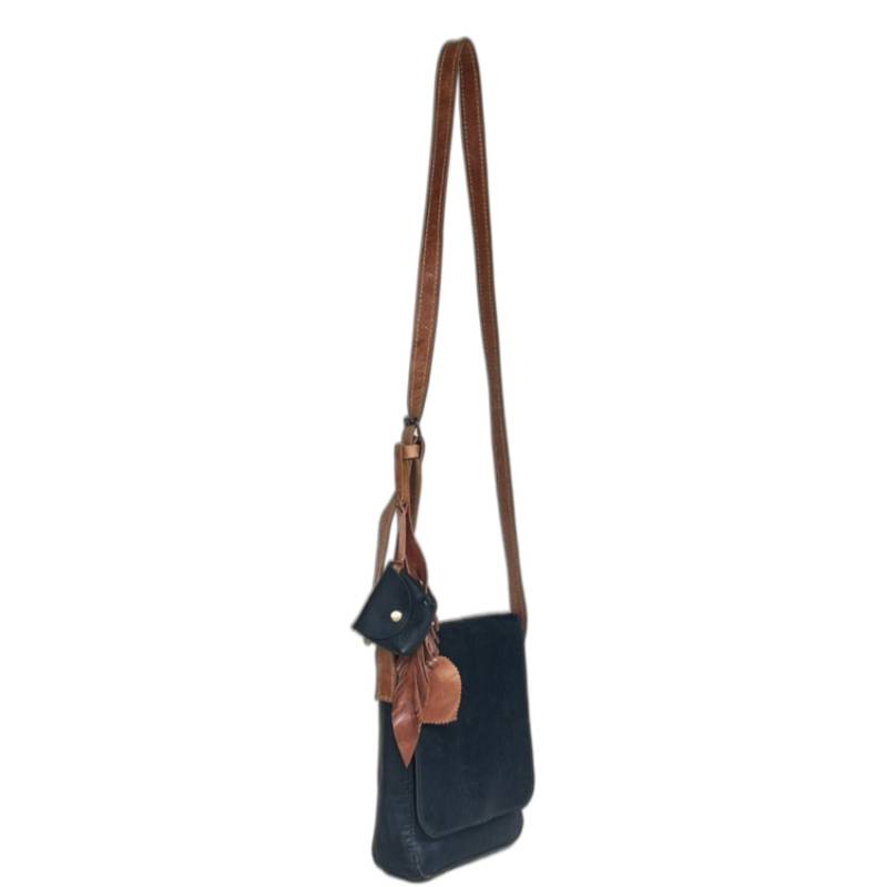 Textured Timeless Elegance Genuine Leather Black Crossbody