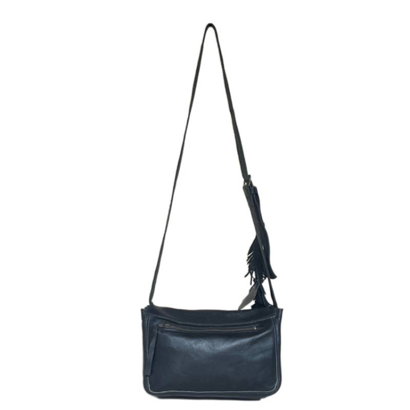 Solid Safari Explorer's Genuine Leather Black Crossbody