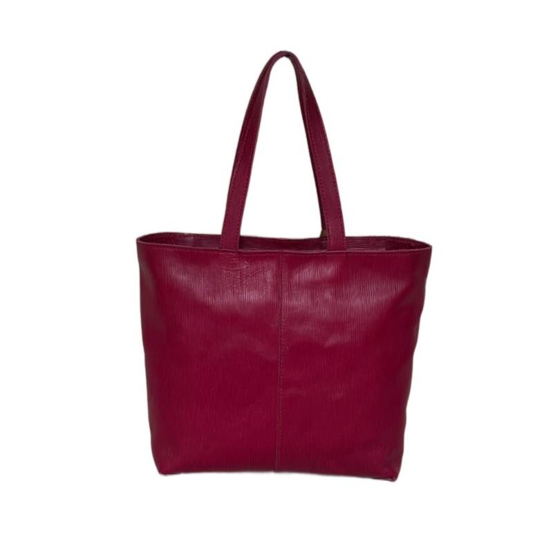 Textured Stylish Genuine Leather Pink Tote Carryall