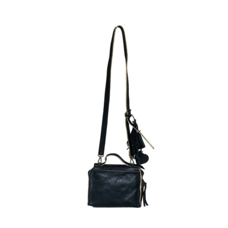 Solid Elegant Genuine Leather Black Satchel Handbag