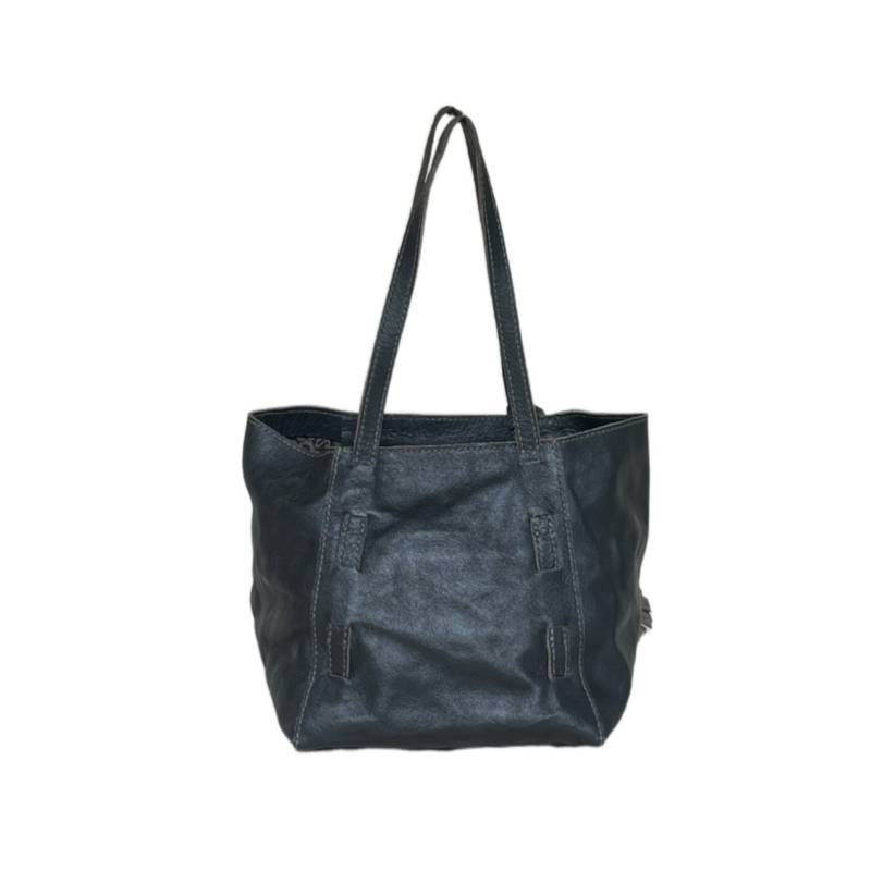 Textured Chic and Spacious Genuine Leather Grey Tote