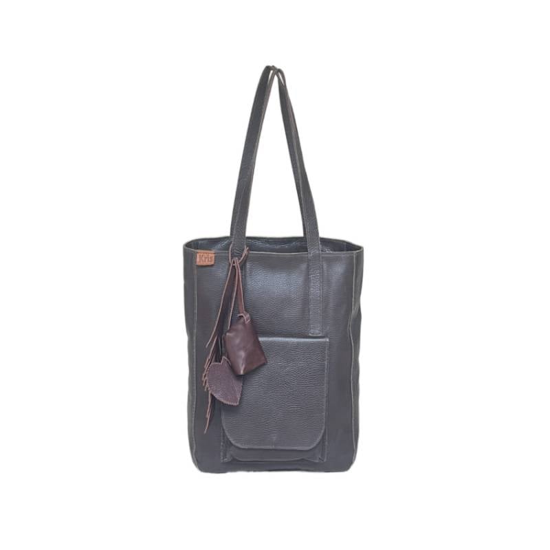 Textured Functional and Fashionable Genuine Leather Brown Tote Companion