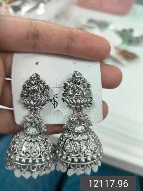 SILVER  OXIDIZED EARRING