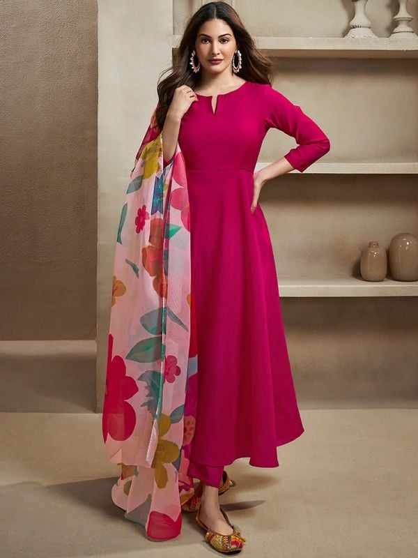 WOMEN'S  STRAIGHT KURTI PANT DUPATTA SET
