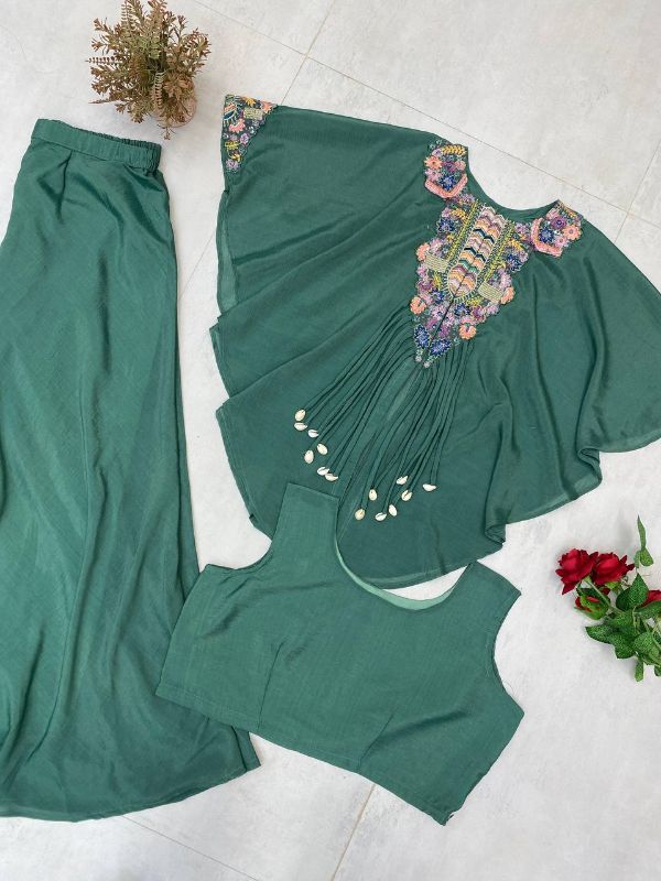 WOMEN'S THREE PIECE INDO WESTERN WITH SEQUENCE EMBROIDERED WORK
