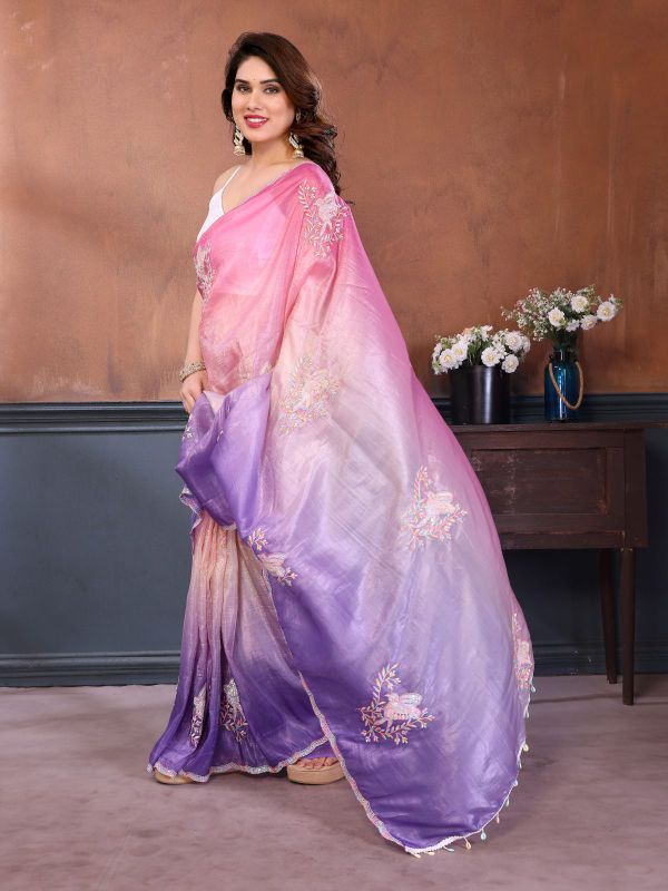 PADING  WITH EMBROIDERY  WORK  SAREE