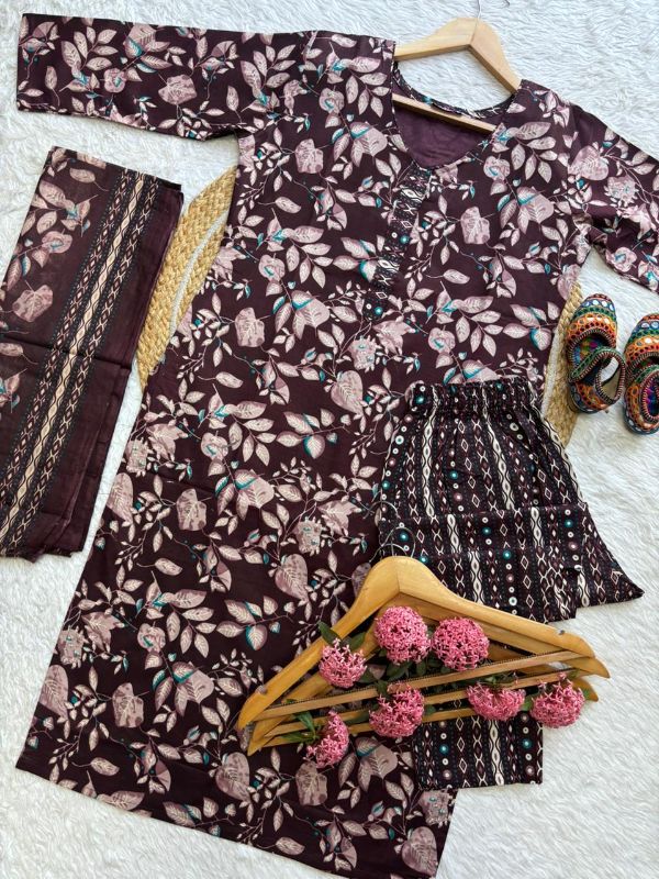 WOMEN'S 3-PIECE KURTI  PANT SET