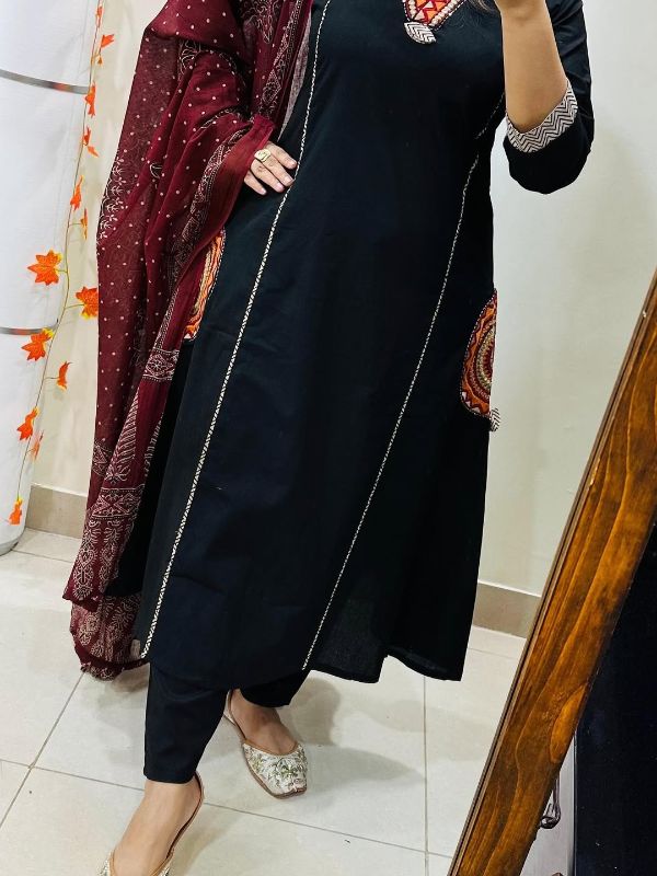 WOMEN'S REYON SLUB KURTI BOTTOM DUPATTA