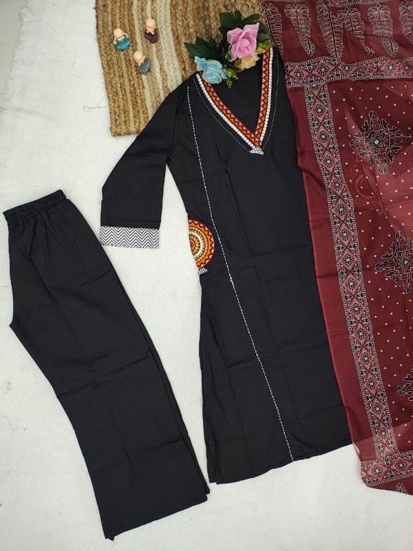 WOMEN'S REYON SLUB KURTI BOTTOM DUPATTA