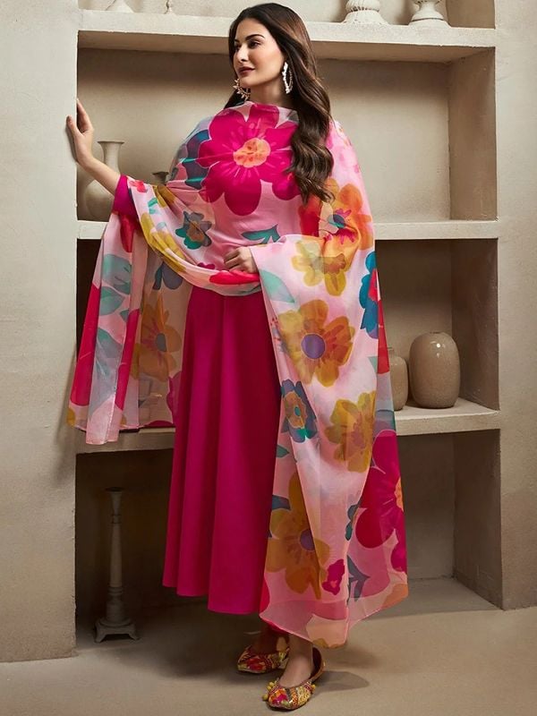 WOMEN'S  STRAIGHT KURTI PANT DUPATTA SET