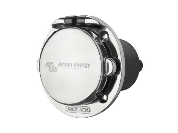 Power Inlet stainless with cover 16A/250Vac (2p/3w)