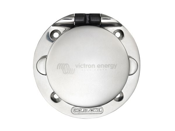 Power Inlet stainless with cover 16A/250Vac (2p/3w)