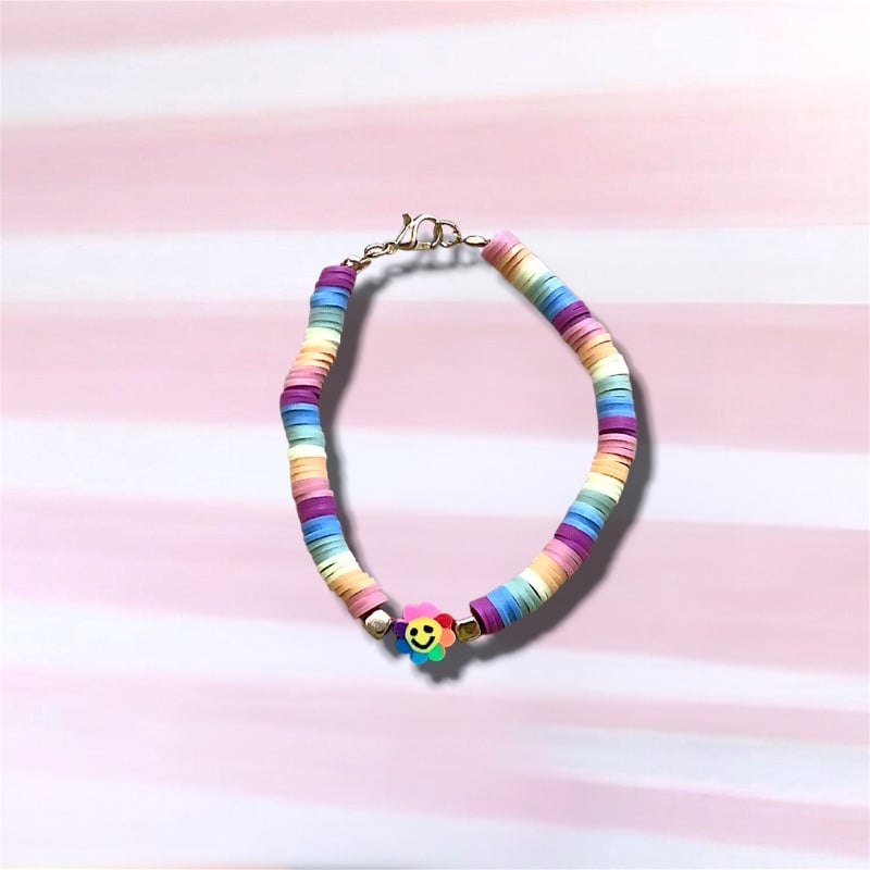Rainbow smiley Clay bracelet